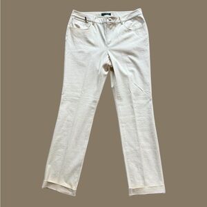 VTG! NWT Lauren Ralph Lauren Women's Ivory Straight Leg Cuff Pants 12 Stretch